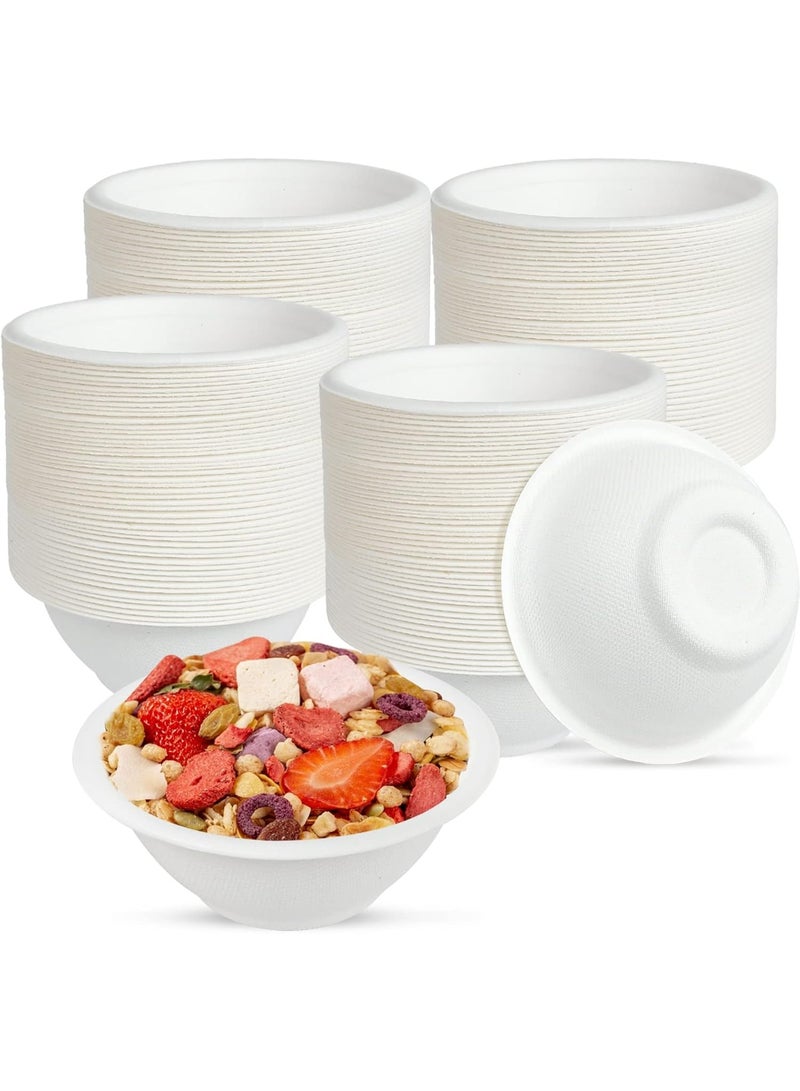 Bukela Disposable Paper Bowls, 8 oz, 100 Pack, Heavy Duty, Sugarcane Fiber, Eco-Friendly, Biodegradable, Microwave Safe, for Hot or Cold Food, Ice Cream, Fruits, Salad - Image 1